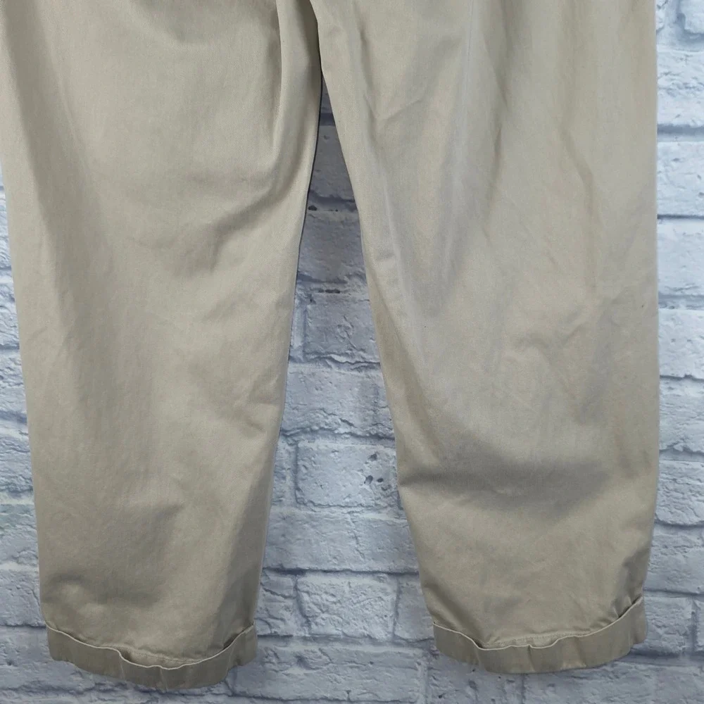 Vintage Polo Ralph Lauren Men Hammond Pant Khaki Pleated Cuffed Chinos (34X29)